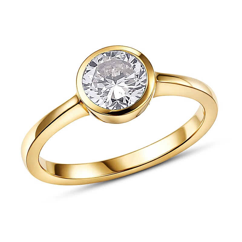 Luxuriant Lab Grown Diamond G-H SI 0.50 ctw Solitaire Ring in 18K Vermeil Yellow Gold Over Sterling Silver (Size 10.0)