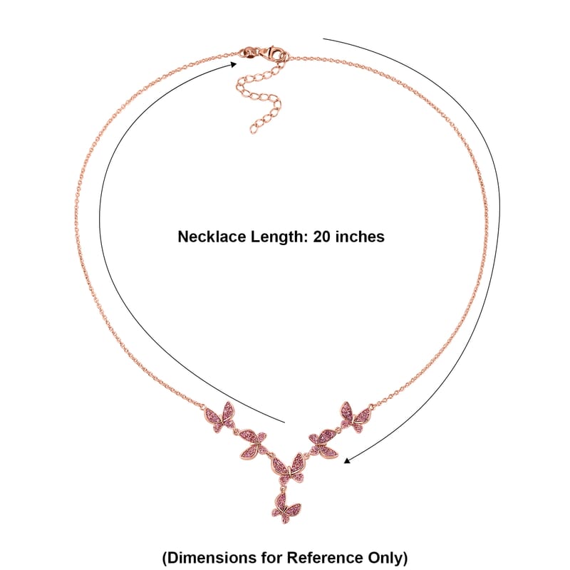 D'Joy Uncut Natural Pink Diamond 1.00 ctw Butterfly Bloom Necklace in 18K Vermeil Rose Gold Over Sterling Silver 20 Inches