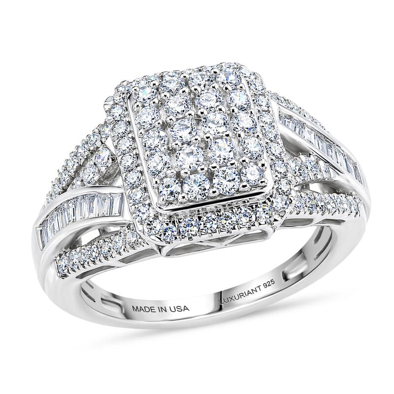 Luxuriant Lab Grown Diamond G-H SI 1.00 ctw Regal Weave Ring in Rhodium Over Sterling Silver (Size 9.0)