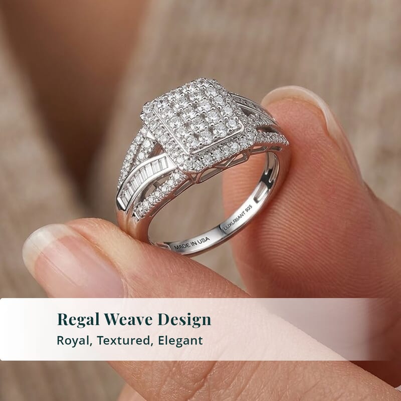 Luxuriant Lab Grown Diamond G-H SI 1.00 ctw Regal Weave Ring in Rhodium Over Sterling Silver (Size 9.0)