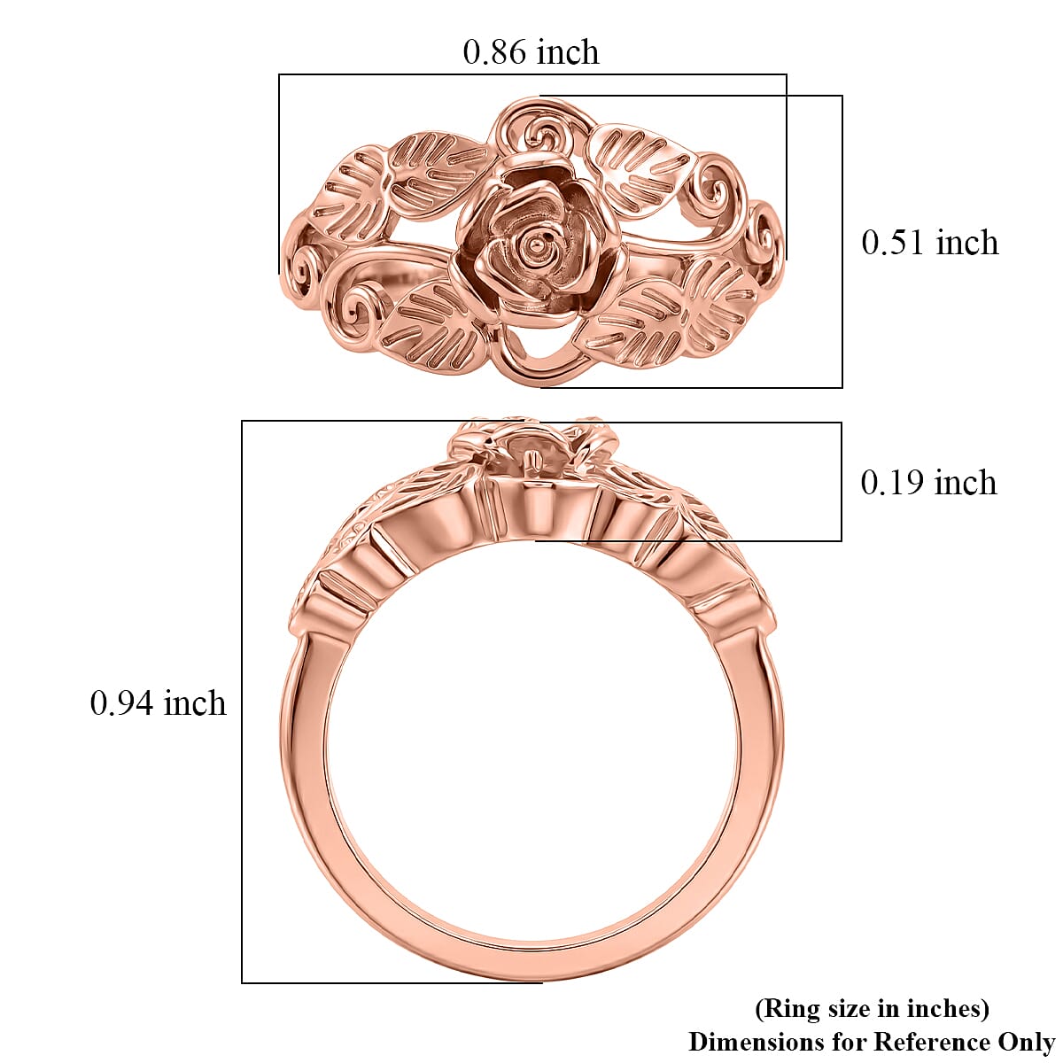 EverTrue Rose Vine Ring in 14K RG Over Copper (Size 6.0)