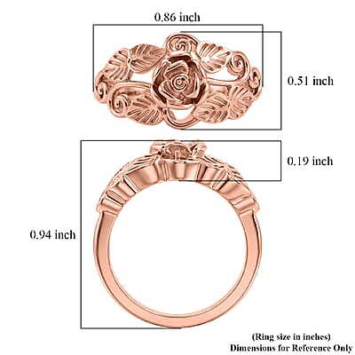 EverTrue Rose Vine Ring in 14K RG Over Copper (Size 6.0)