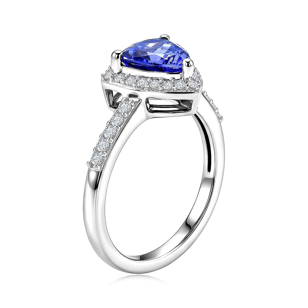 Premium Tanzanite and Lab Grown Diamond G-H SI 1.40 ctw Halo Ring in 10K White Gold (Size 5.5)