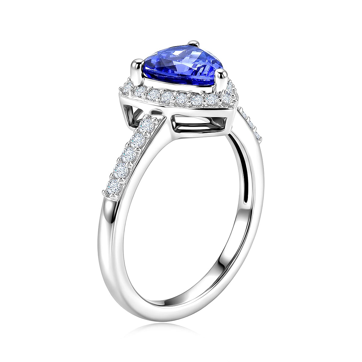 Premium Tanzanite and Lab Grown Diamond G-H SI 1.40 ctw Halo Ring in 10K White Gold (Size 6.0)