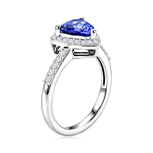 Premium Tanzanite and Lab Grown Diamond G-H SI 1.40 ctw Halo Ring in 10K White Gold (Size 6.0)