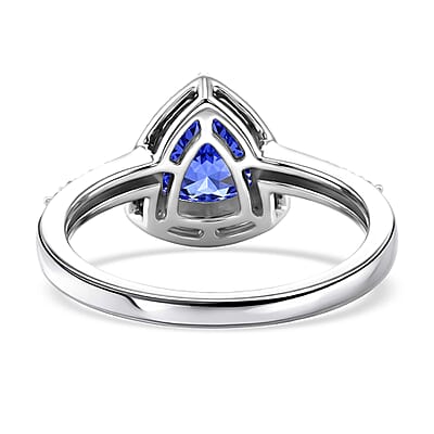 Premium Tanzanite and Lab Grown Diamond G-H SI 1.40 ctw Halo Ring in 10K White Gold (Size 6.0)