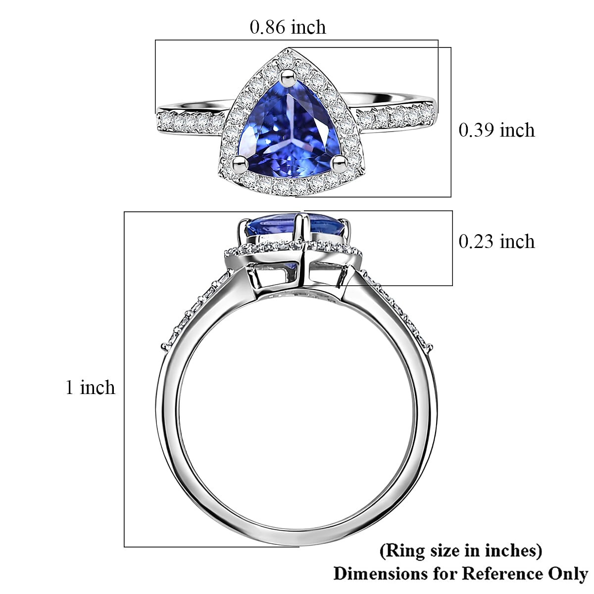 Premium Tanzanite and Lab Grown Diamond G-H SI 1.40 ctw Halo Ring in 10K White Gold (Size 6.0)