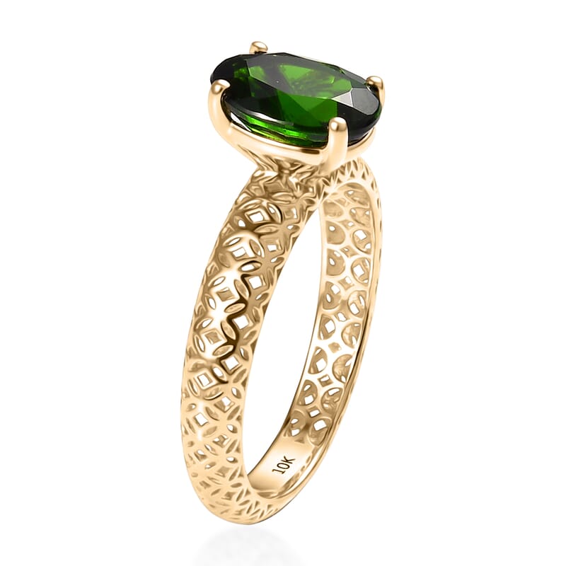 Mirage Collection Premium Chrome Diopside 2.00 ctw Forest Glow Ring in 10K Yellow Gold (Size 6.0)