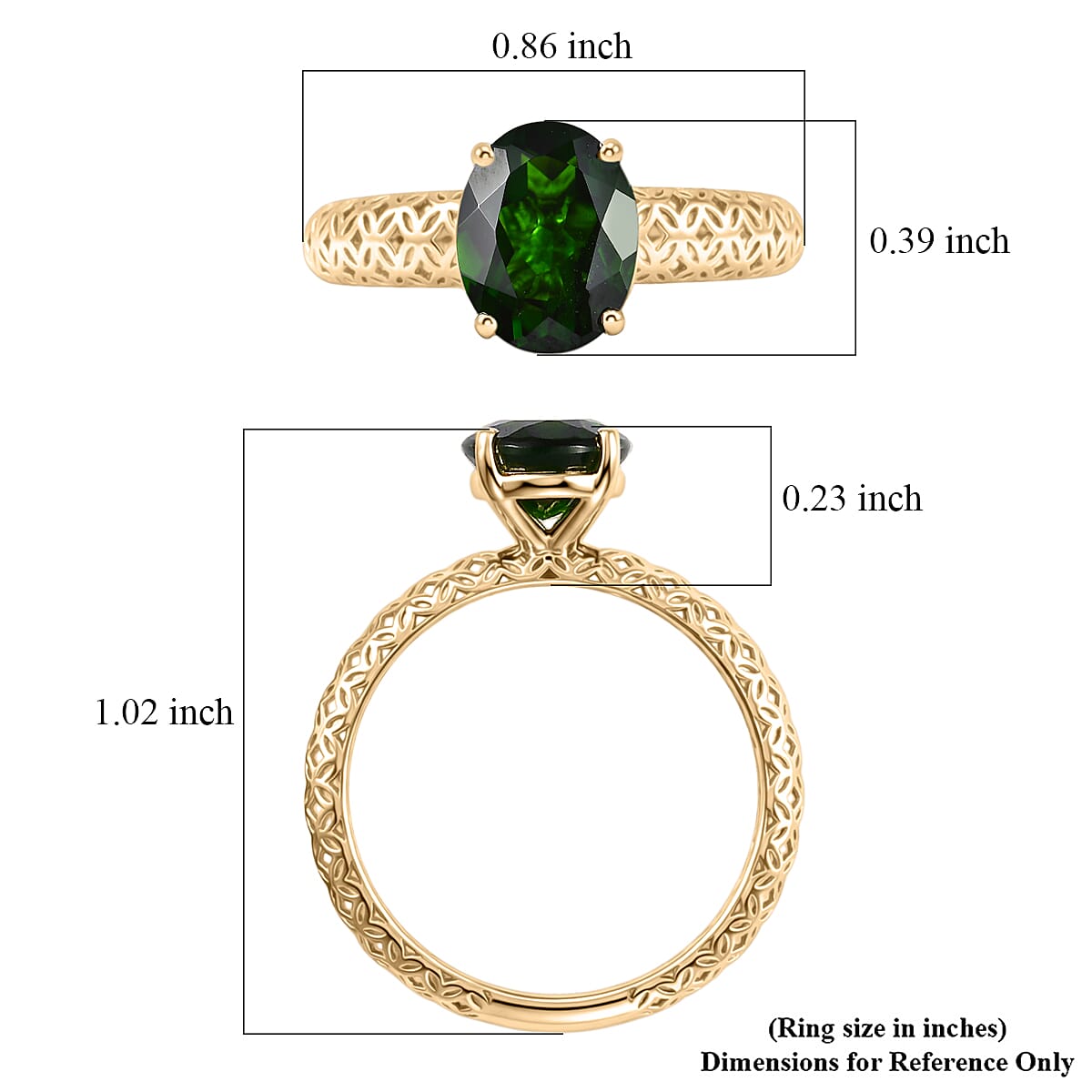 Mirage Collection Premium Chrome Diopside 2.00 ctw Forest Glow Ring in 10K Yellow Gold (Size 6.0)