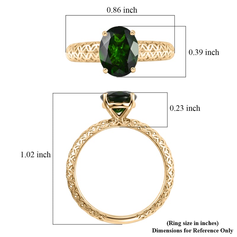 Mirage Collection Premium Chrome Diopside 2.00 ctw Forest Glow Ring in 10K Yellow Gold (Size 6.0)