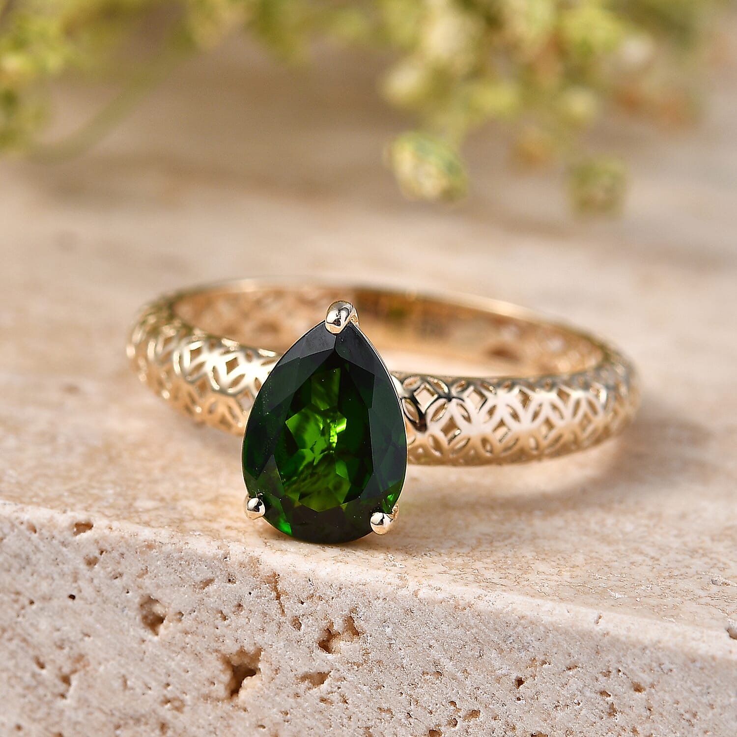 Mirage Collection Premium Chrome Diopside 2.00 ctw Forest Glow Ring in 10K Yellow Gold (Size 7.0)