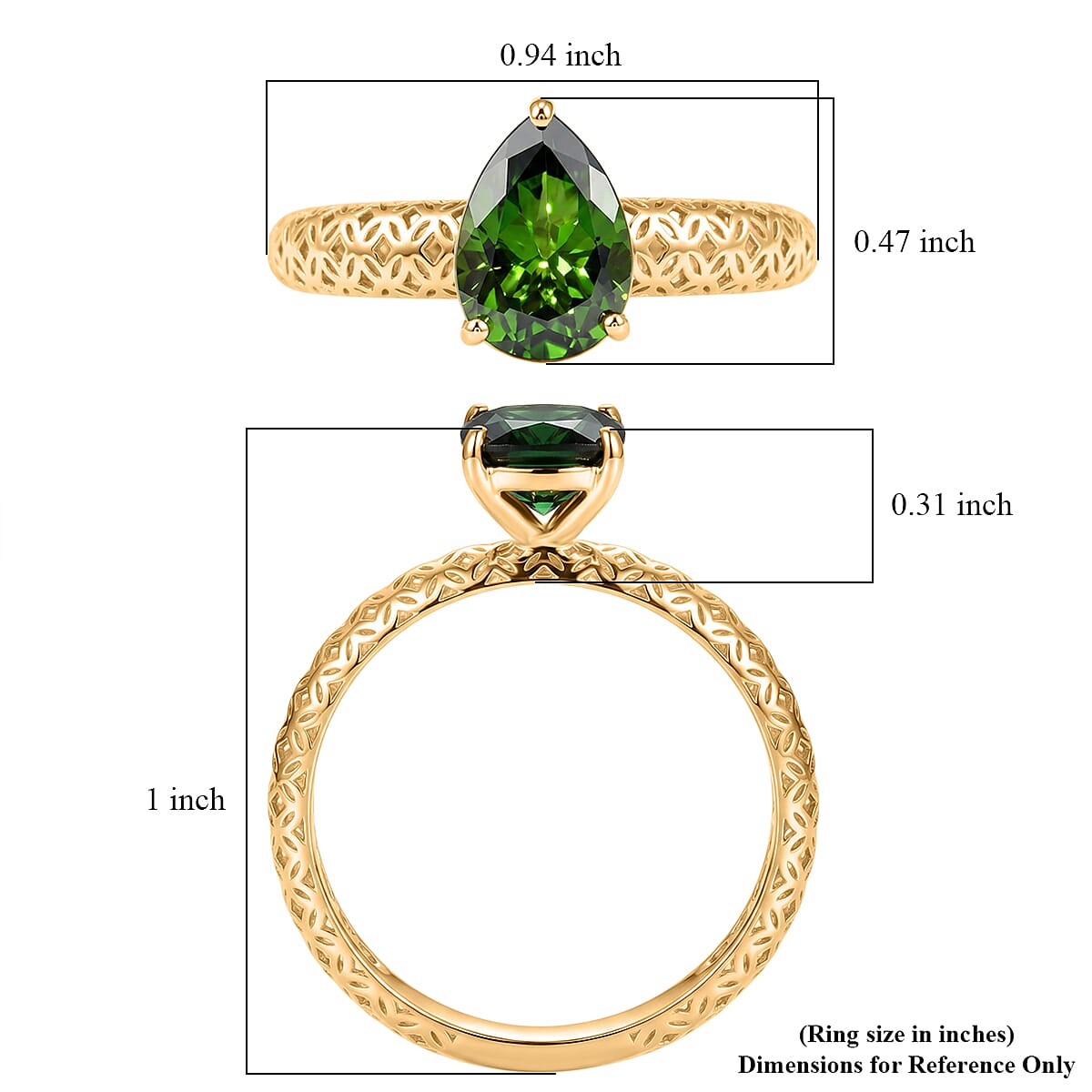 Mirage Collection Premium Chrome Diopside 2.00 ctw Forest Glow Ring in 10K Yellow Gold (Size 7.0)