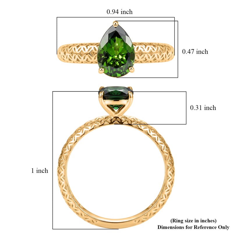 Mirage Collection Premium Chrome Diopside 2.00 ctw Forest Glow Ring in 10K Yellow Gold (Size 7.0)