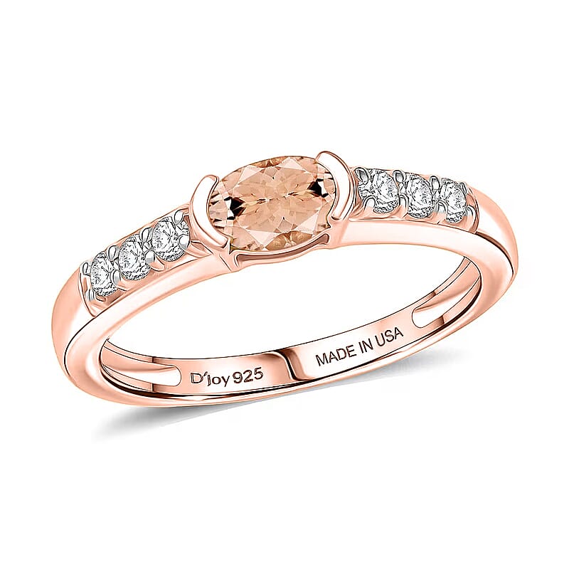 D'Joy Premium Pink Morganite and Moissanite 0.77 ctw Ring in 18K Vermeil Rose Gold Over Sterling Silver (Size 10.0)
