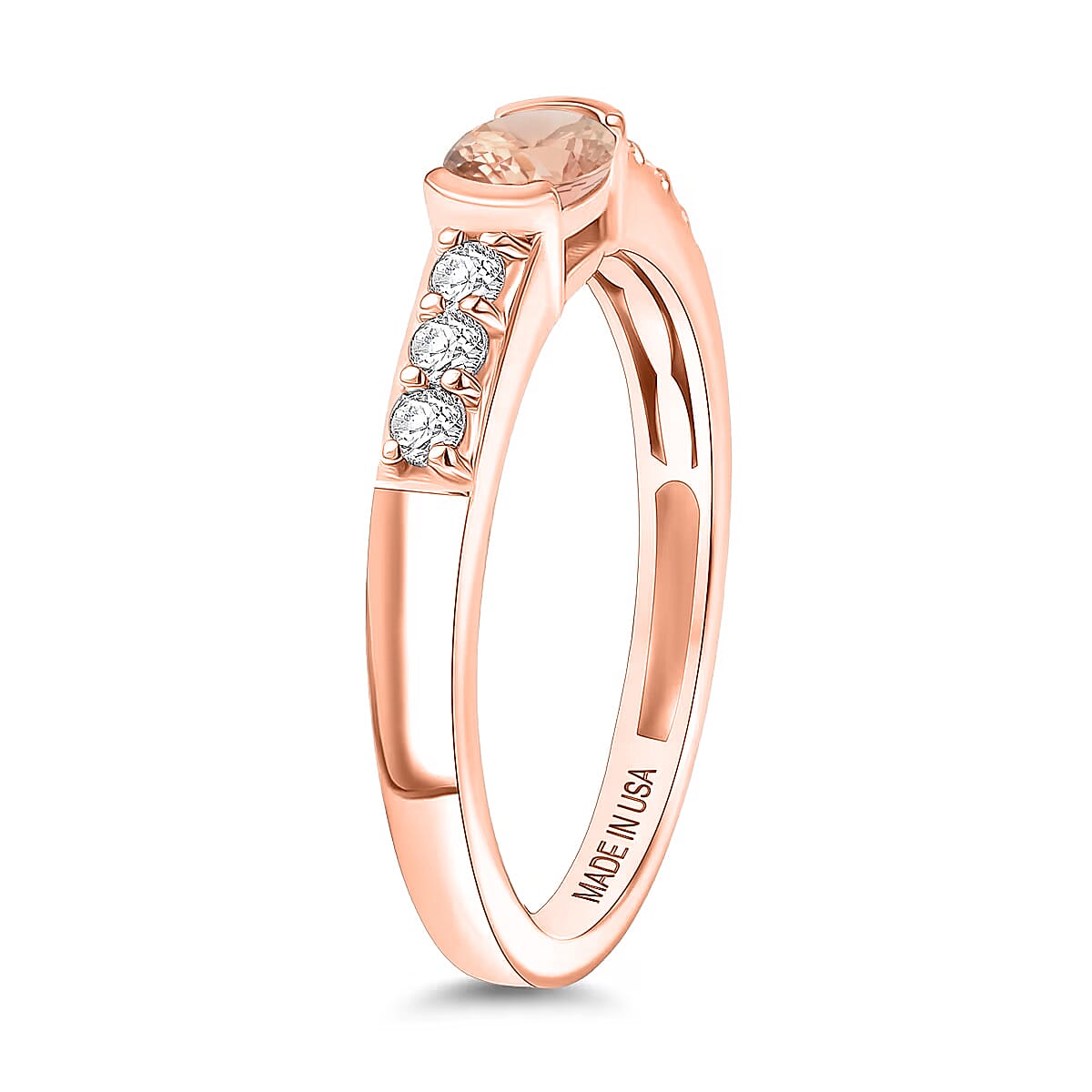 D'Joy Premium Pink Morganite and Moissanite Ring in 18K Vermeil Rose Gold Over Sterling Silver (Size 10.0) 0.77 ctw image number 3