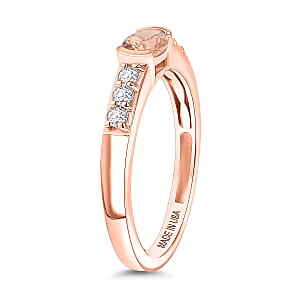 D'Joy Premium Pink Morganite and Moissanite Ring in 18K Vermeil Rose Gold Over Sterling Silver (Size 10.0) 0.77 ctw