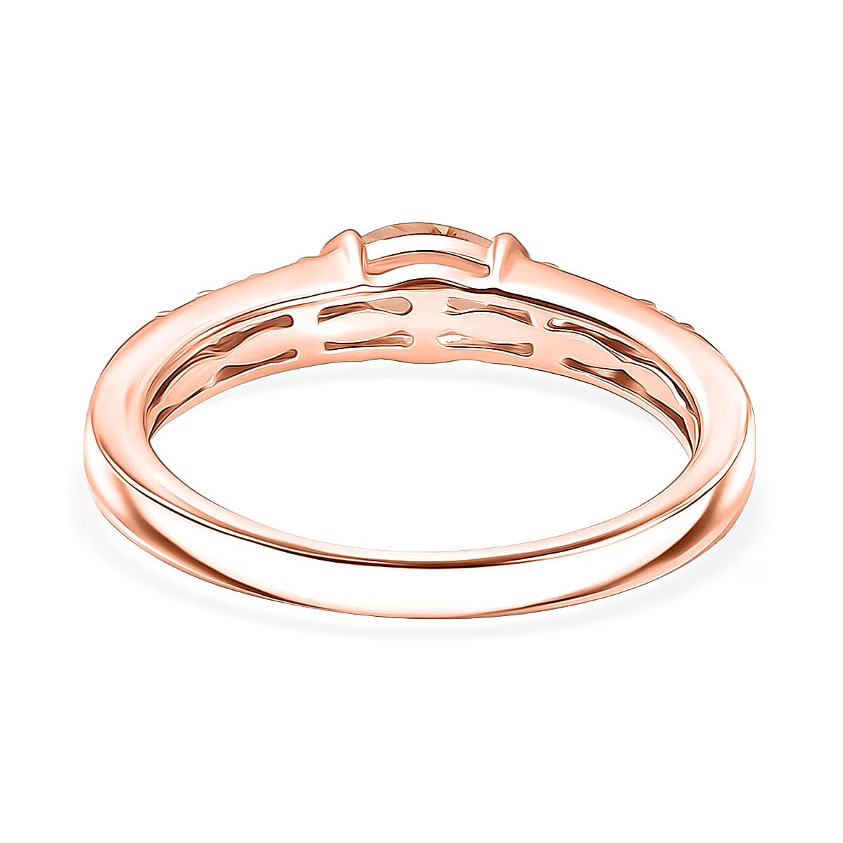 D'Joy Premium Pink Morganite and Moissanite Ring in 18K Vermeil Rose Gold Over Sterling Silver (Size 10.0) 0.77 ctw image number 4