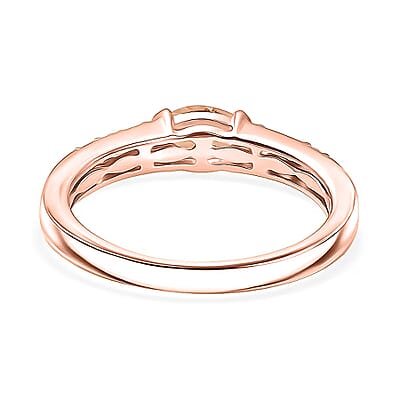 D'Joy Premium Pink Morganite and Moissanite 0.77 ctw Ring in 18K Vermeil Rose Gold Over Sterling Silver (Size 10.0)
