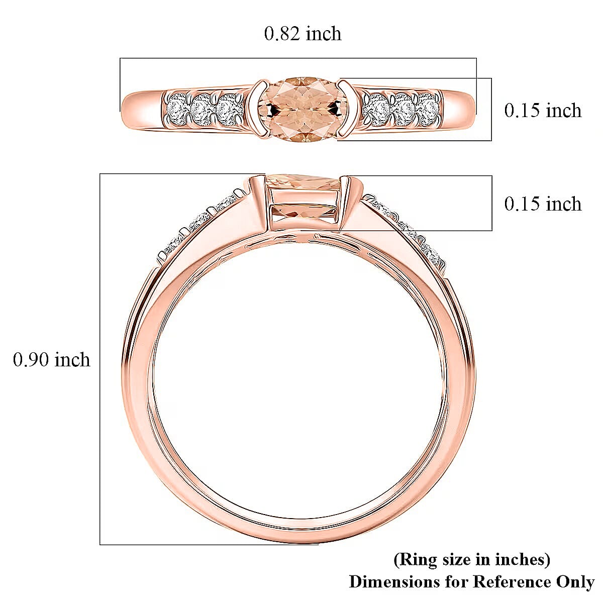 D'Joy Premium Pink Morganite and Moissanite 0.77 ctw Ring in 18K Vermeil Rose Gold Over Sterling Silver (Size 10.0)