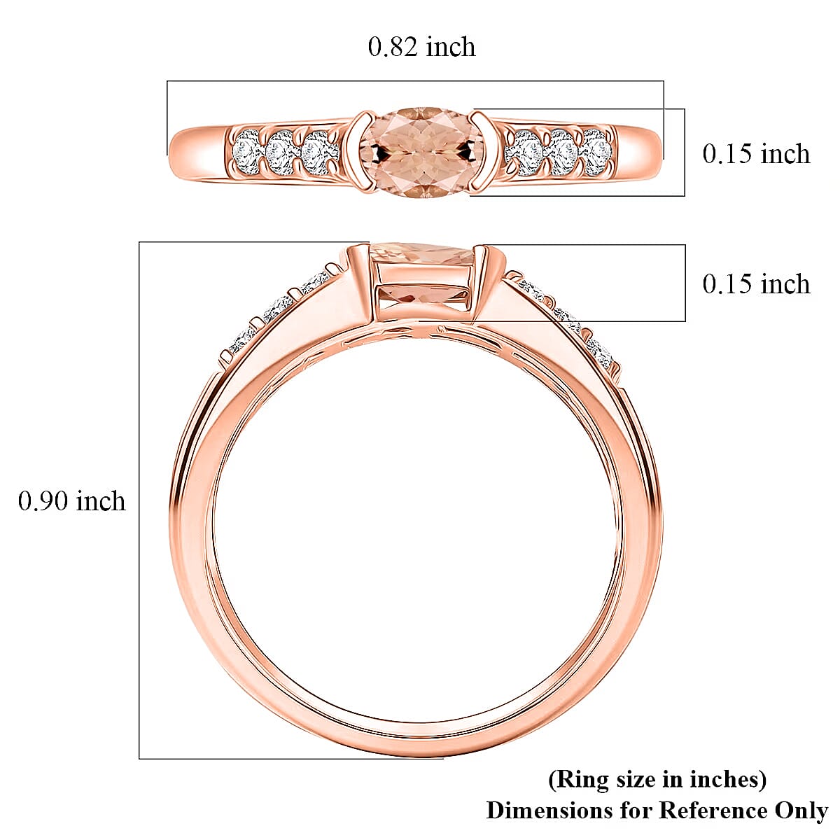D'Joy Premium Pink Morganite and Moissanite Ring in 18K Vermeil Rose Gold Over Sterling Silver (Size 10.0) 0.77 ctw image number 5