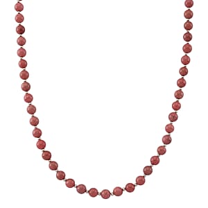 Norwegian Thulite 160.00 ctw Beaded Necklace in Silvertone (18-20 Inches)