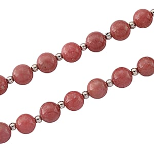 Norwegian Thulite 160.00 ctw Beaded Necklace in Silvertone (18-20 Inches)