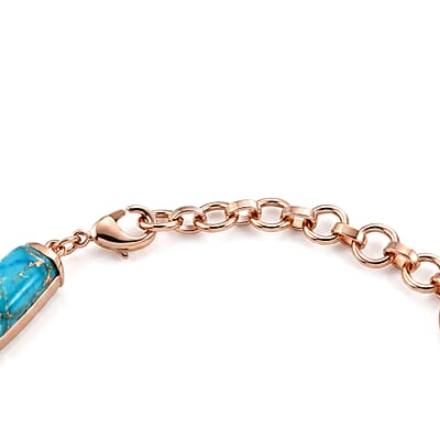EverTrue Chestnut Brine Turquoise Matrix 24.65 ctw Line Bracelet in 14K RG Over Copper (6.50-8In)