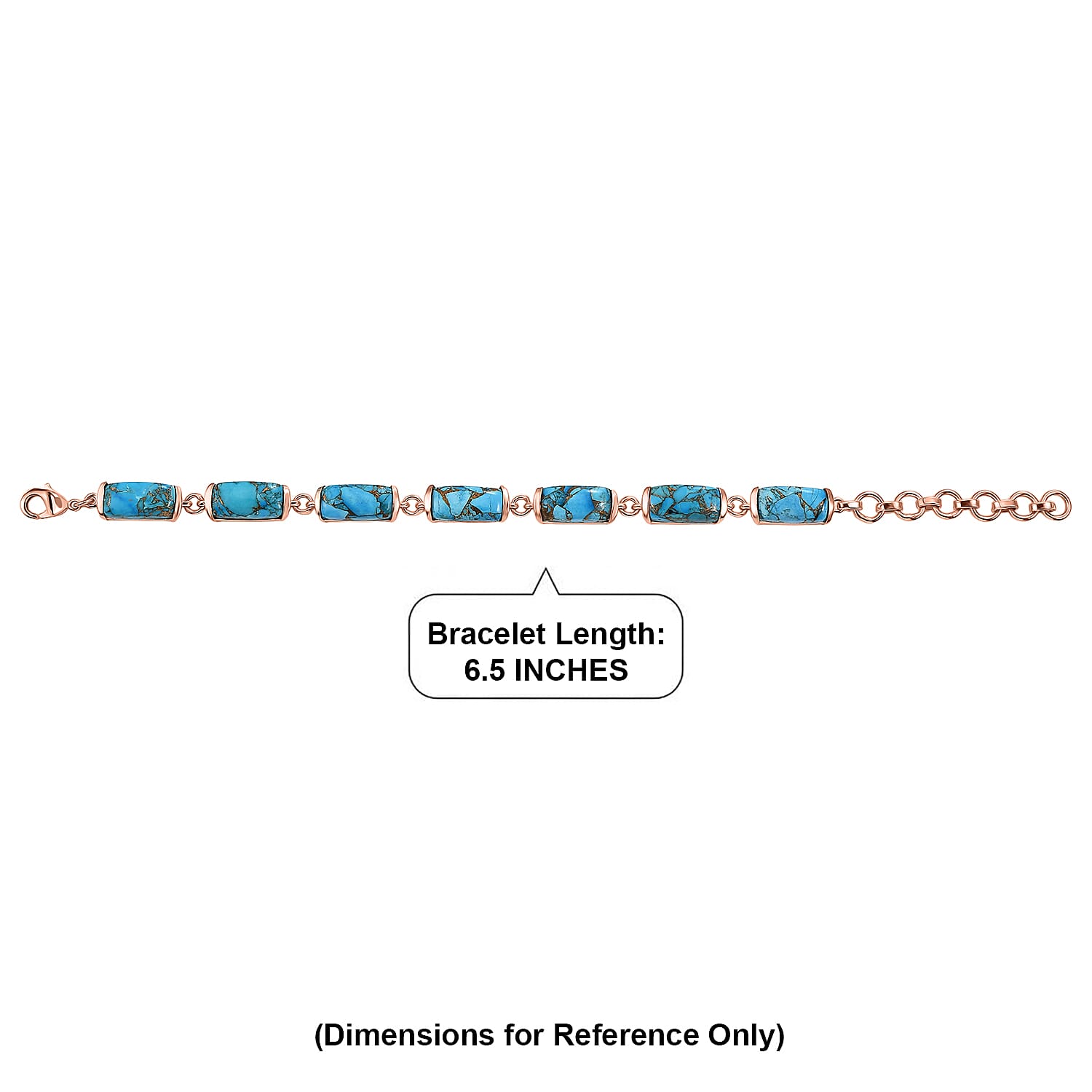 EverTrue Chestnut Brine Turquoise Matrix 24.65 ctw Line Bracelet in 14K RG Over Copper (6.50-8In)