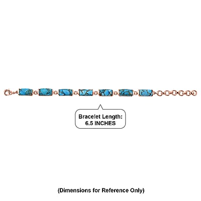EverTrue Chestnut Brine Turquoise Matrix 24.65 ctw Line Bracelet in 14K RG Over Copper (6.50-8In)