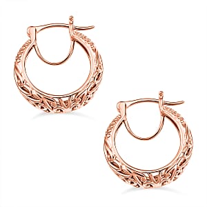 EverTrue Royal Filigree Hoop Earrings in 14K RG Over Copper