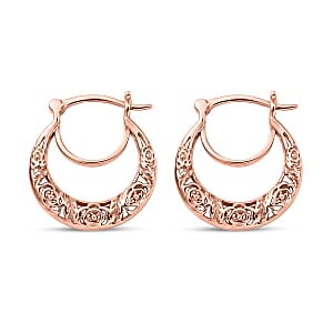 EverTrue Rose Hoop Earrings in 14K RG Over Copper