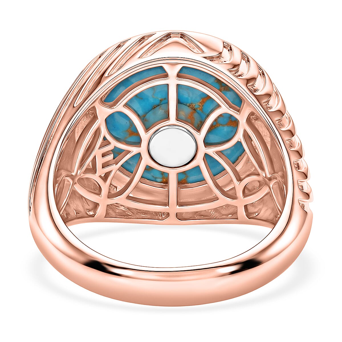 EverTrue Mojave Blue Turquoise 9.15 ctw Solitaire Ring in 14K RG Over Copper (Size 10.0)