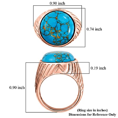 EverTrue Mojave Blue Turquoise 9.15 ctw Solitaire Ring in 14K RG Over Copper (Size 10.0)