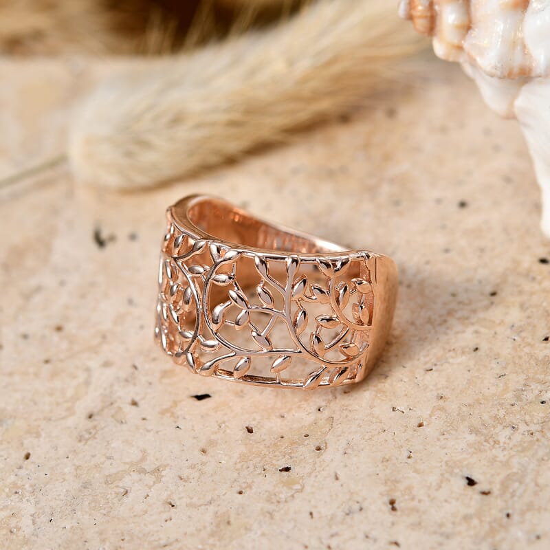 EverTrue Spring Vine Ring in 14K RG Over Copper (Size 6.0)