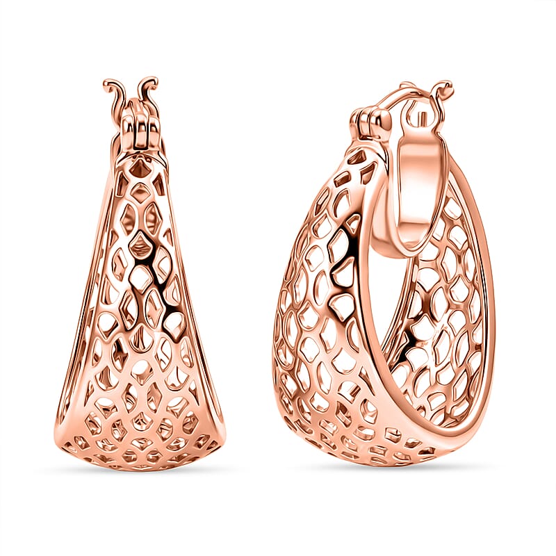 EverTrue Honeycomb Mesh Earrings in 14K RG Over Copper