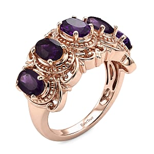 EverTrue African Amethyst 2.20 ctw Royal Filigree Vintage Ring in 14K RG Over Copper with Magnet (Size 10.0)
