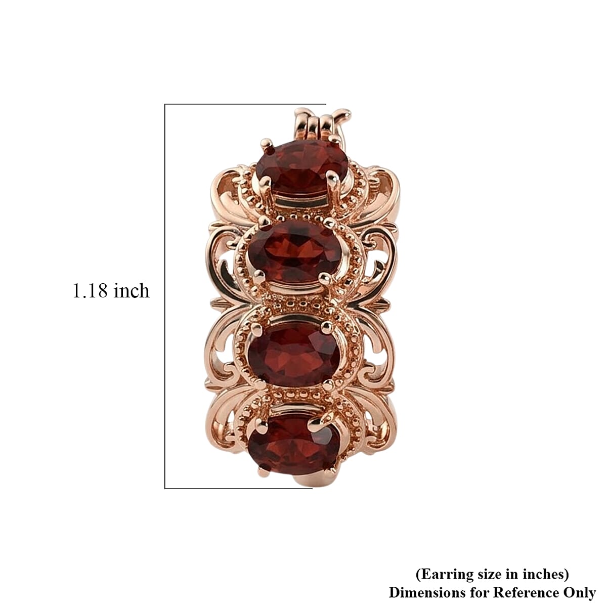 EverTrue Mozambique Garnet 4.50 ctw Royal Filigree Vintage Hoop Earrings in 14K RG Over Copper