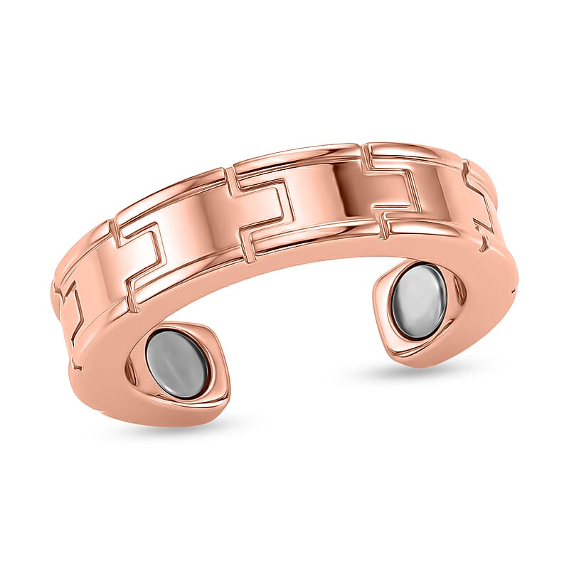 EverTrue Architectural Link Open Edge Ring in 14K RG Over Copper with Magnet (Size 5.0)