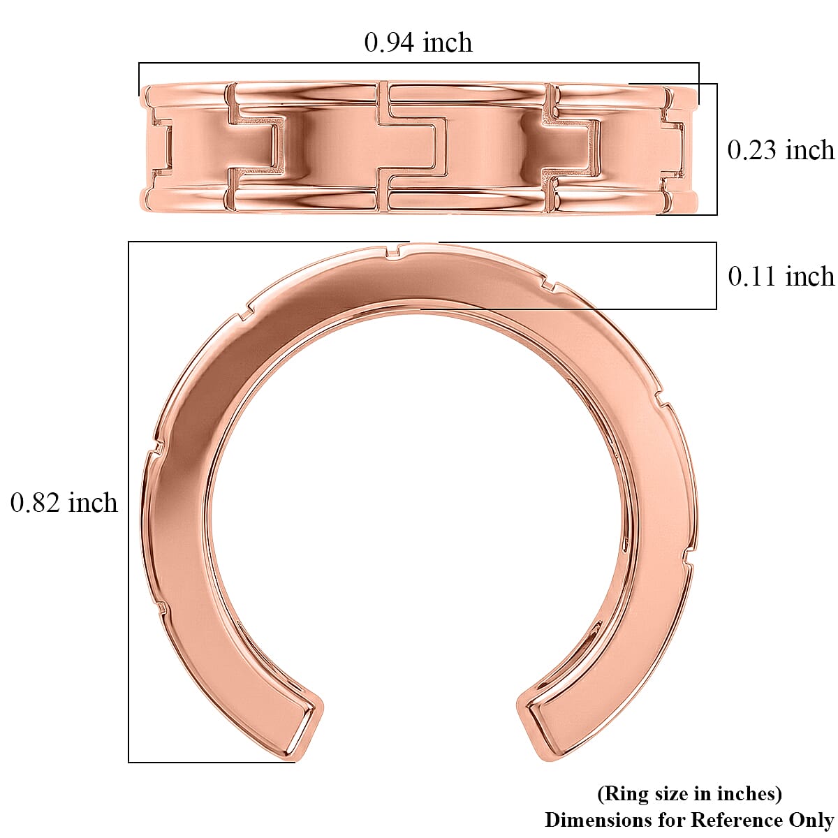 EverTrue Architectural Link Open Edge Ring in 14K RG Over Copper with Magnet (Size 5.0)