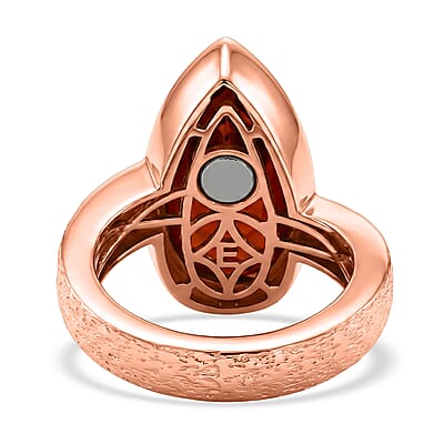 EverTrue Red Onyx 8.75 ctw Hammered Texture Ring in 14K RG Over Copper with Magnet (Size 10.0)