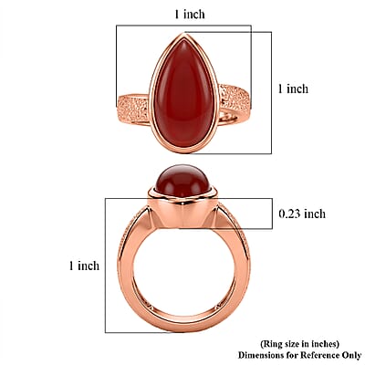 EverTrue Red Onyx 8.75 ctw Hammered Texture Ring in 14K RG Over Copper with Magnet (Size 10.0)