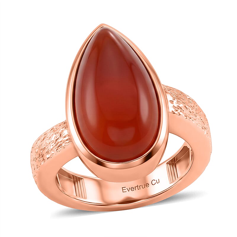 EverTrue Red Onyx 8.75 ctw Hammered Texture Ring in 14K RG Over Copper with Magnet (Size 5.0)