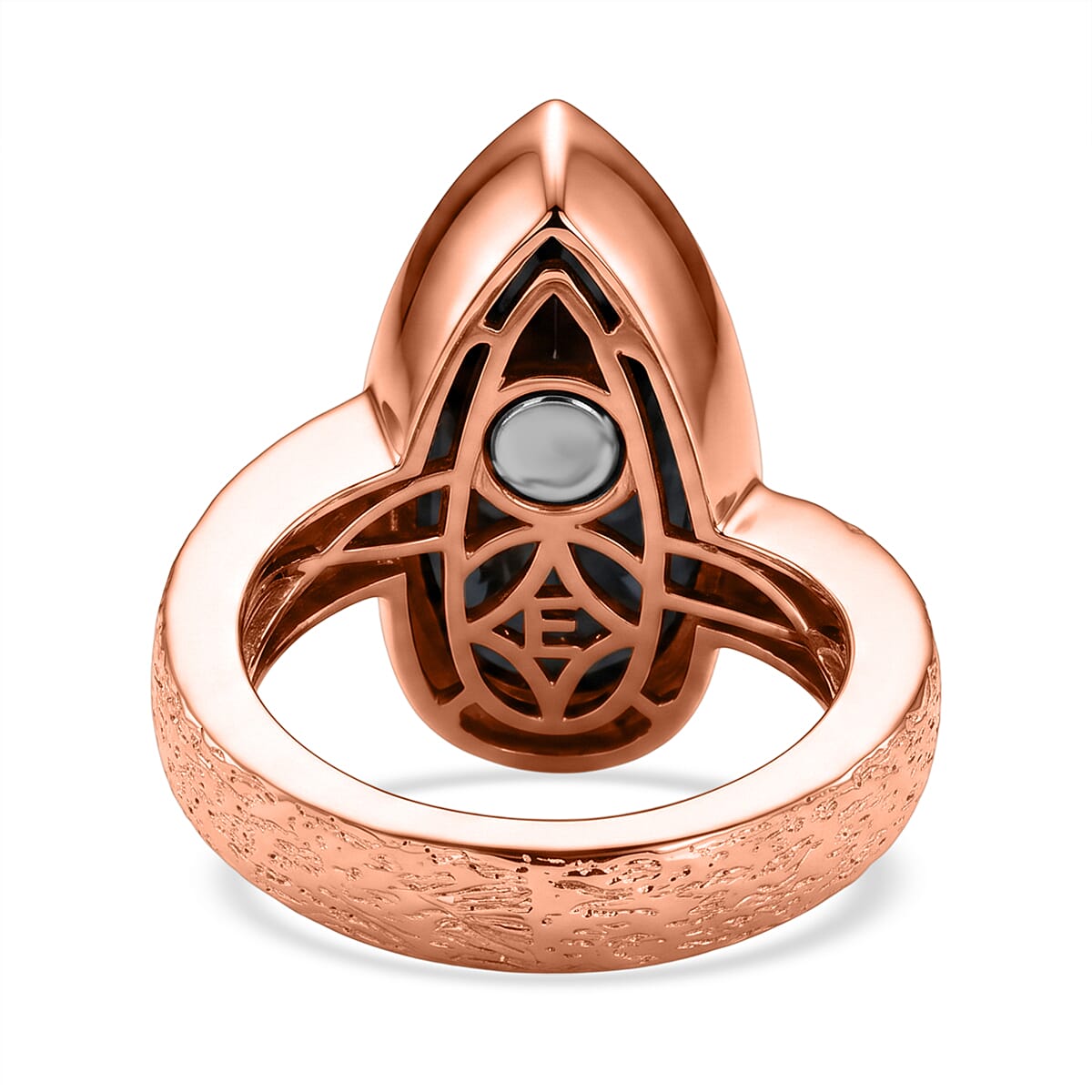 EverTrue Mojave Blue Turquoise 7.70 ctw Hammered Texture Ring in 14K RG Over Copper with Magnet (Size 5.0)