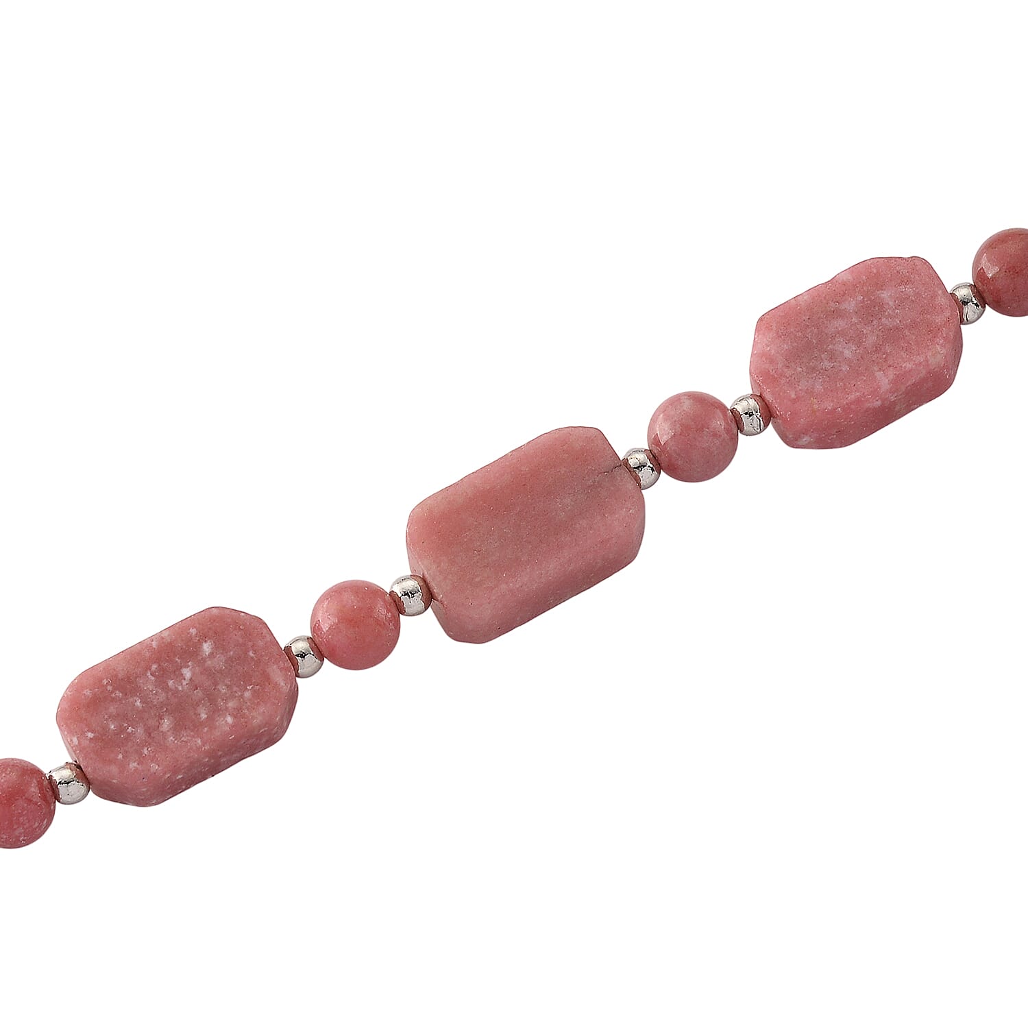 Norwegian Thulite 175.00 ctw Beaded Necklace in Stainless Steel (18-20 Inches)