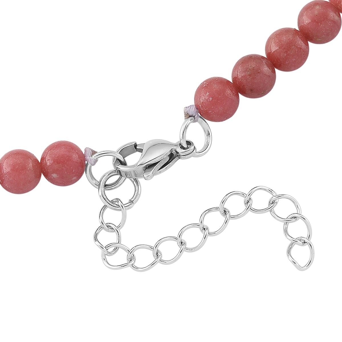 Norwegian Thulite 175.00 ctw Beaded Necklace in Stainless Steel (18-20 Inches) image number 4