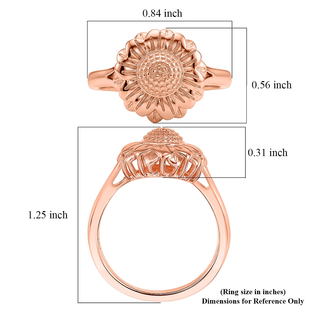 EverTrue Sunflower Ring in 14K RG Over Copper (Size 10.0) image number 3