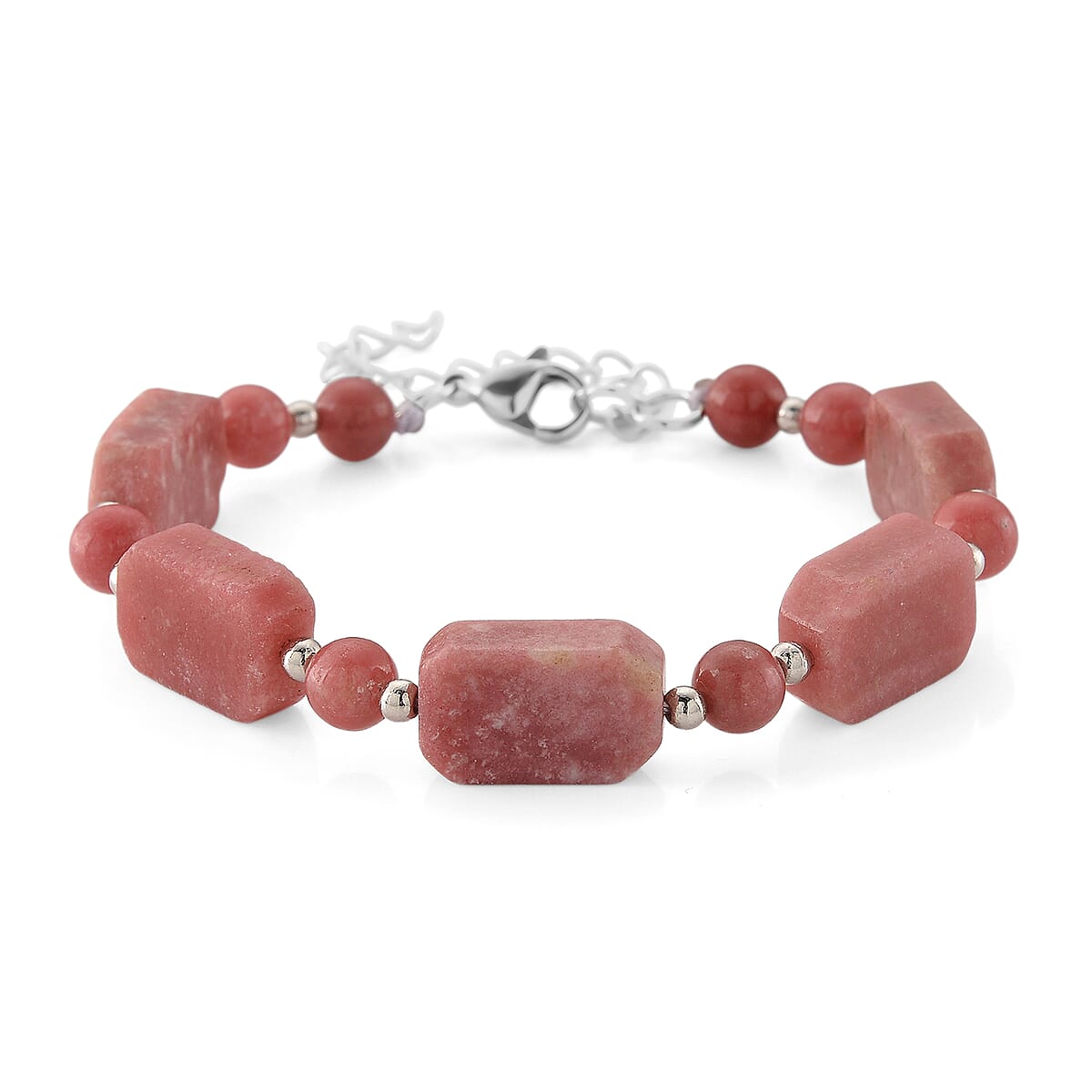 Norwegian Thulite 75.00 ctw Beaded Bracelet in Stainless Steel (7-9In) image number 0