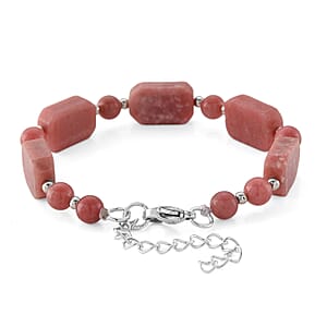 Norwegian Thulite 75.00 ctw Beaded Bracelet in Stainless Steel (7-9In)