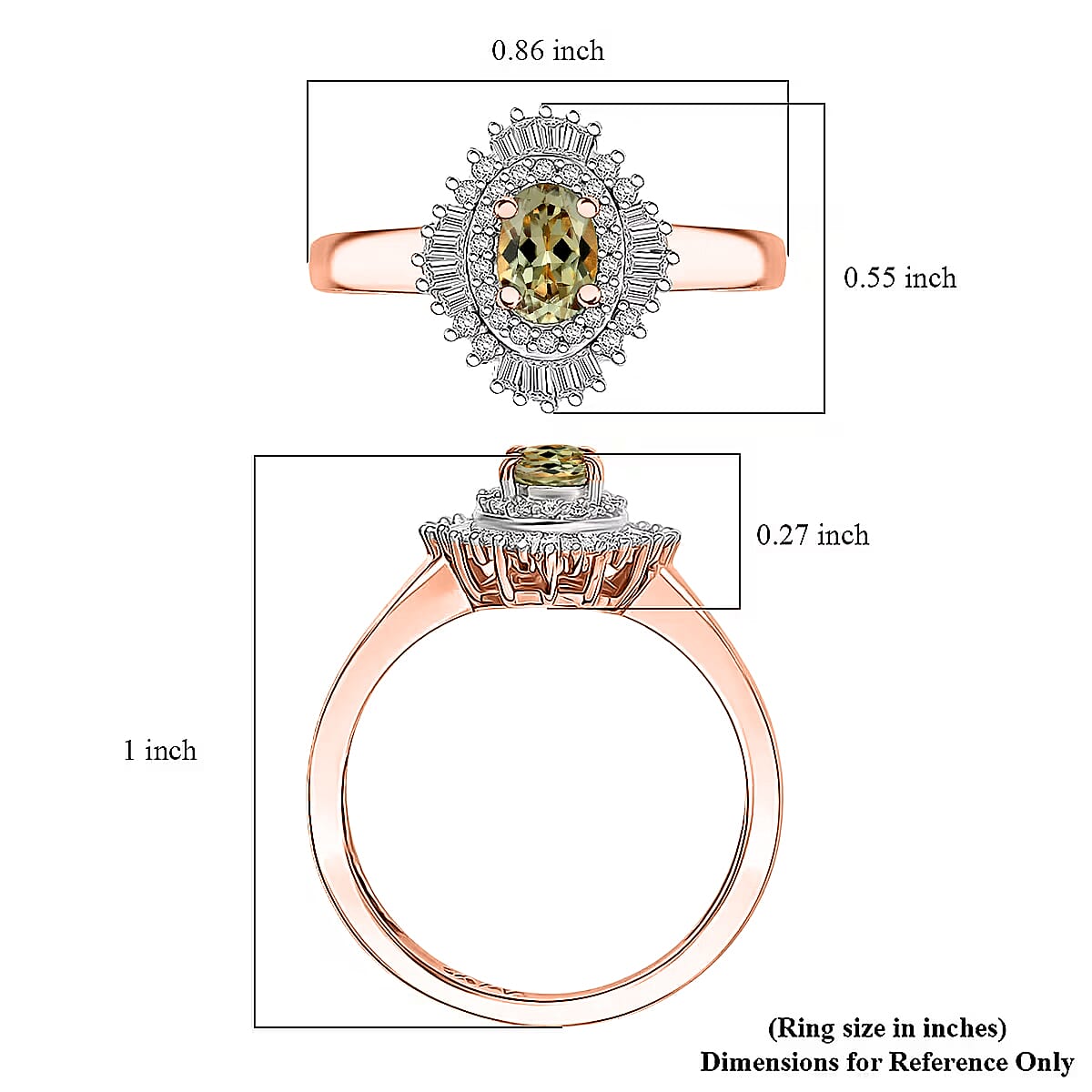 D'Joy Premium Turkizite and Diamond 0.85 ctw Ring in 18K Vermeil Rose Gold Over Sterling Silver (Size 5.0)