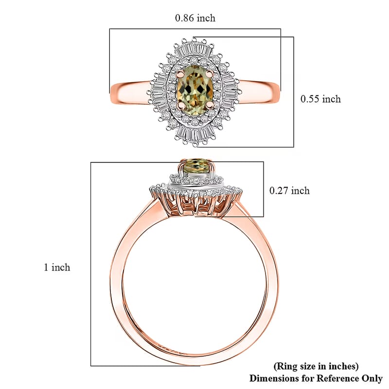 D'Joy Premium Turkizite and Diamond 0.85 ctw Ring in 18K Vermeil Rose Gold Over Sterling Silver (Size 5.0)
